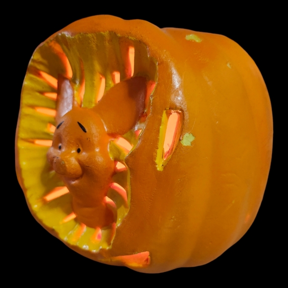 RARE Disney Halloween Winnie the Pooh PIGLET Jack O Lantern Light Foam Mold - Picture 5 of 8